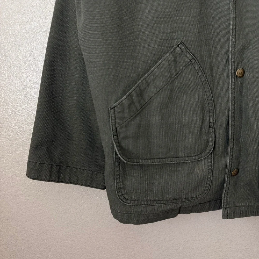 Vintage LL Bean Kids Removable Sherpa Lined Barn Coat Canvas Jacket Green XL